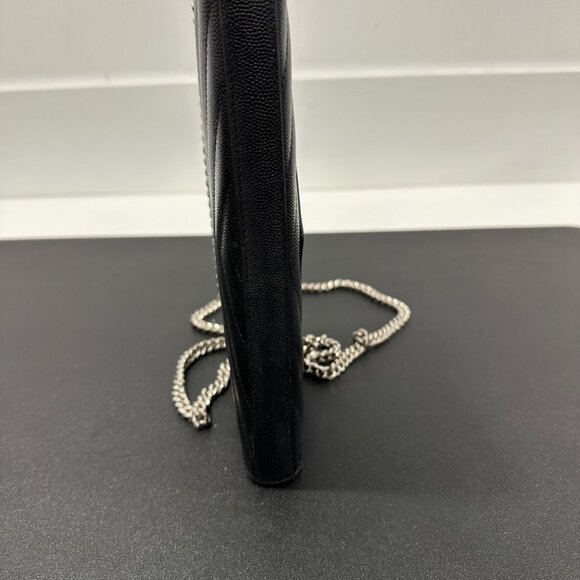 YSL Cassandre Chain Wallet in Grain de Poudre Black Leather (JB1416) - Picture 6 of 10
